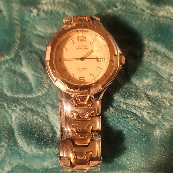 Guess Two-Tone Silver and Gold Waterpro Indiglo Mens Watch - Picture 1 of 5